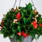 24in. Pre-Lit UV Resistant Artificial Red Tip Photinia & Gold Berries Christmas Hanging Basket with 34 Warm White LED Lights (Indoor/Outdoor)